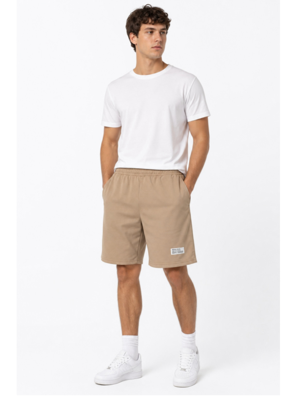 Shein Men's Big and Tall 2XL Beige Elastic Waist Knit Shorts NWT